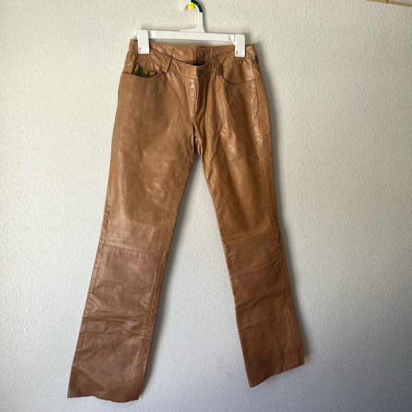 one of a kind Vintage Paige Novick camel REAL leather pants - Picture 3 of 5